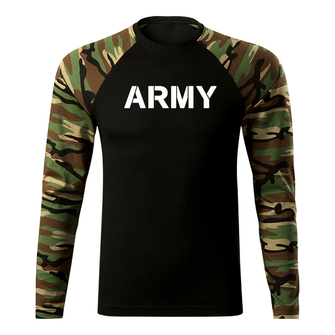 DRAGOWA Fit-T koszulka z długim rękawem army, woodland 160g/m2