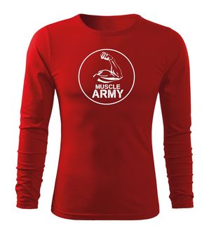 DRAGOWA Fit-T koszulka z długim rękawem muscle army biceps, czerwona 160g/m2