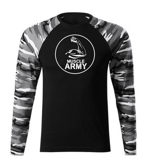 DRAGOWA Fit-T koszulka z długim rękawem muscle army biceps, metro 160g/m2