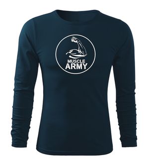 DRAGOWA Fit-T koszulka z długim rękawem muscle army biceps, ciemna niebieska 160g/m2