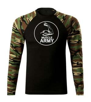 DRAGOWA Fit-T koszulka z długim rękawem muscle army biceps, woodland 160g/m2