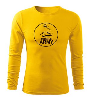 DRAGOWA Fit-T koszulka z długim rękawem muscle army biceps, Żółta 160g/m2