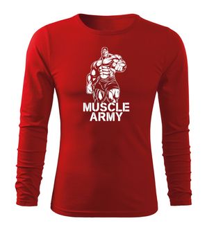 DRAGOWA Fit-T koszulka z długim rękawem muscle army man, czerwona 160g/m2