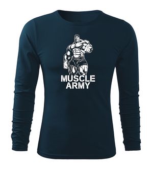 DRAGOWA Fit-T koszulka z długim rękawem muscle army man, ciemna niebieska 160g/m2