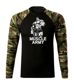 DRAGOWA Fit-T koszulka z długim rękawem muscle army man, woodland 160g/m2