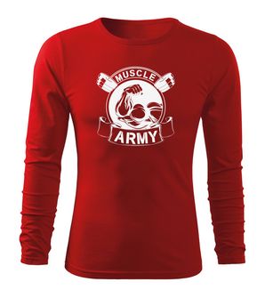 DRAGOWA Fit-T koszulka z długim rękawem muscle army original, czerwona 160g/m2