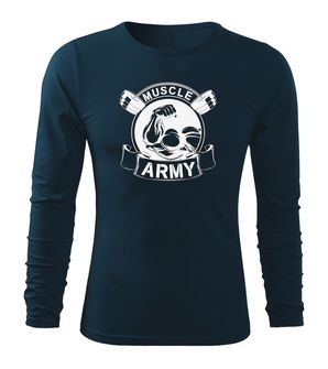 DRAGOWA Fit-T koszulka z długim rękawem muscle army original, ciemna niebieska 160g/m2