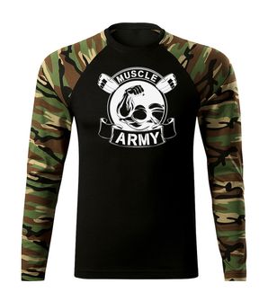 DRAGOWA Fit-T koszulka z długim rękawem muscle army original, woodland 160g/m2