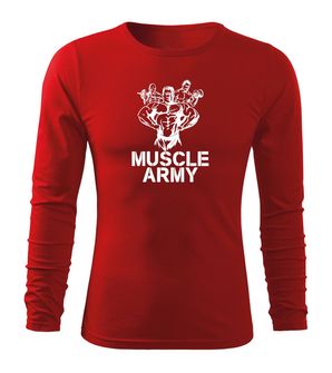 DRAGOWA Fit-T koszulka z długim rękawem muscle army team, czerwona 160g/m2