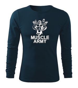 DRAGOWA Fit-T koszulka z długim rękawem muscle army team, ciemna niebieska 160g/m2