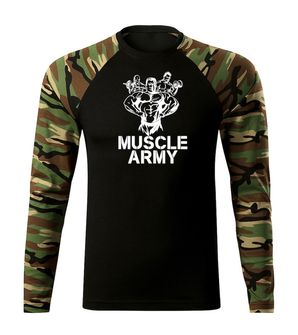 DRAGOWA Fit-T koszulka z długim rękawem muscle army team, woodland 160g/m2