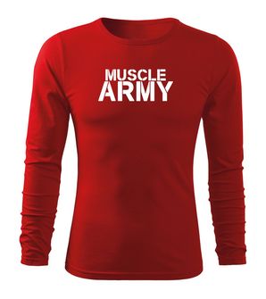 DRAGOWA Fit-T koszulka z długim rękawem muscle army, czerwona 160g/m2