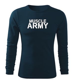 DRAGOWA Fit-T koszulka z długim rękawem muscle army, ciemna niebieska 160g/m2