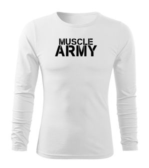 DRAGOWA Fit-T koszulka z długim rękawem muscle army, Biała 160g/m2
