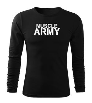 DRAGOWA Fit-T koszulka z długim rękawem muscle army, czarna 160g/m2