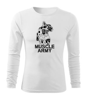 DRAGOWA Fit-T koszulka z długim rękawem muscle army man, Biała 160g/m2