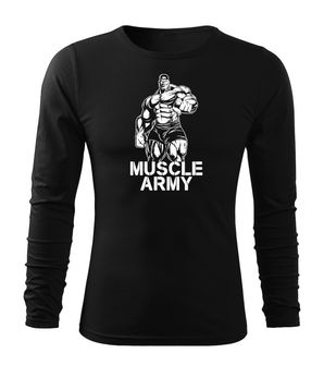 DRAGOWA Fit-T koszulka z długim rękawem muscle army man, czarna 160g/m2