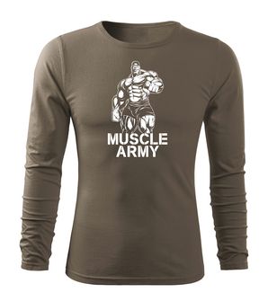 DRAGOWA Fit-T koszulka z długim rękawem muscle army man, oliwkowa 160g/m2