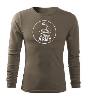 DRAGOWA Fit-T koszulka z długim rękawem muscle army biceps, oliwkowa 160g/m2