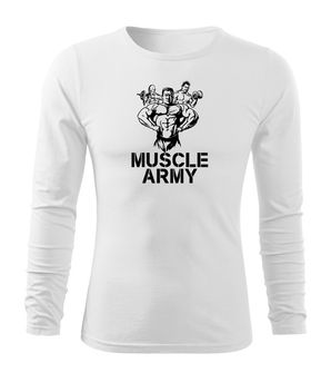 DRAGOWA Fit-T koszulka z długim rękawem muscle army team, Biała 160g/m2