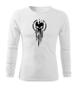 DRAGOWA Fit-T koszulka z długim rękawem skull, Biała 160g/m2