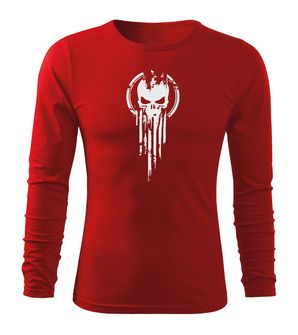 DRAGOWA Fit-T koszulka z długim rękawem skull, czerwona 160g/m2