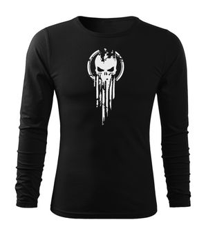 DRAGOWA Fit-T koszulka z długim rękawem skull, czarna 160g/m2