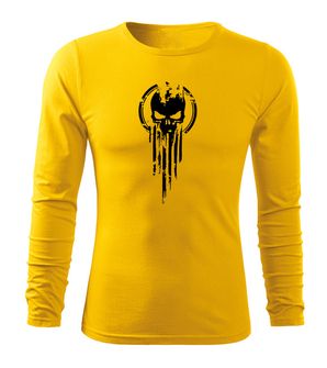 DRAGOWA Fit-T koszulka z długim rękawem skull, Żółta 160g/m2