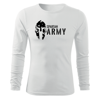 DRAGOWA Fit-T koszulka z długim rękawem spartan army, Biała 160g/m2