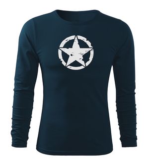 DRAGOWA Fit-T koszulka z długim rękawem star, ciemna niebieska 160g/m2