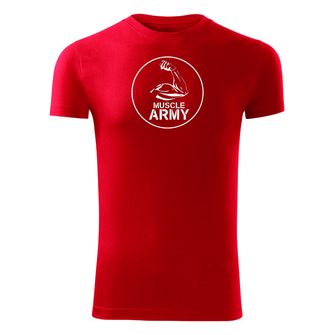 DRAGOWA fitness koszulka muscle army biceps, czerwona, 180g/m2