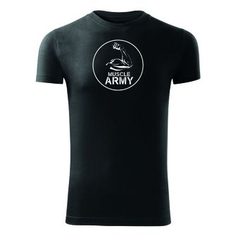 DRAGOWA fitness koszulka muscle army biceps, czarna, 180g/m2