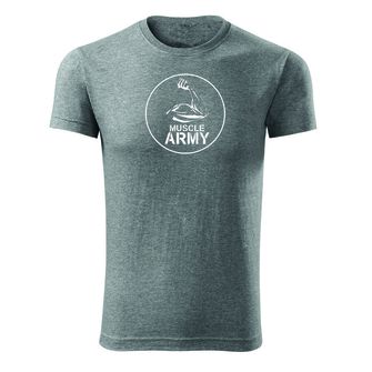 DRAGOWA fitness koszulka muscle army biceps, szara, 180g/m2