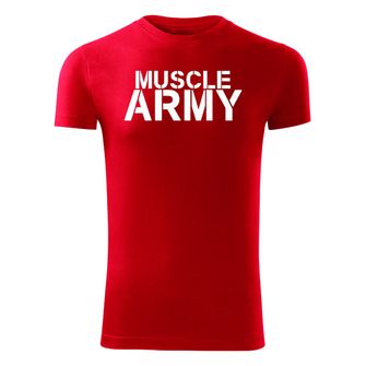 DRAGOWA fitness koszulka muscle army, czerwona, 180g/m2