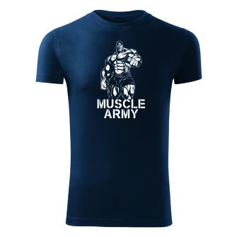 DRAGOWA fitness koszulka muscle army man, niebieska, 180g/m2