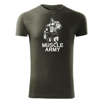 DRAGOWA fitness koszulka muscle army man, oliwkowa, 180g/m2