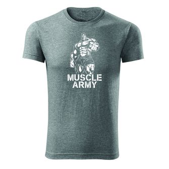 DRAGOWA fitness koszulka muscle army man, szara, 180g/m2