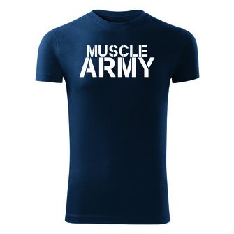 DRAGOWA fitness koszulka muscle army, niebieska, 180g/m2