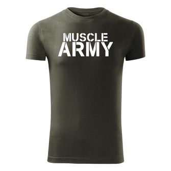 DRAGOWA fitness koszulka muscle army, oliwkowa, 180g/m2