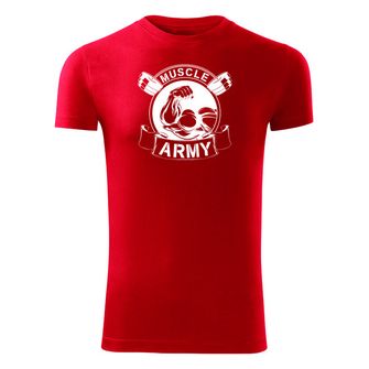 DRAGOWA fitness koszulka muscle army original, czerwona, 180g/m2