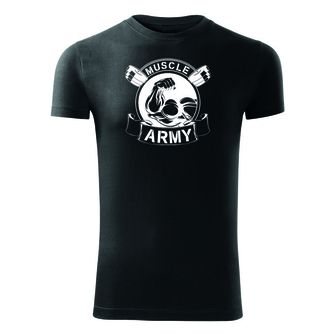 DRAGOWA fitness koszulka muscle army original, czarna, 180g/m2