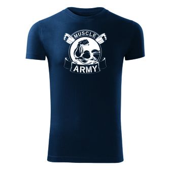 DRAGOWA fitness koszulka muscle army original, niebieska, 180g/m2