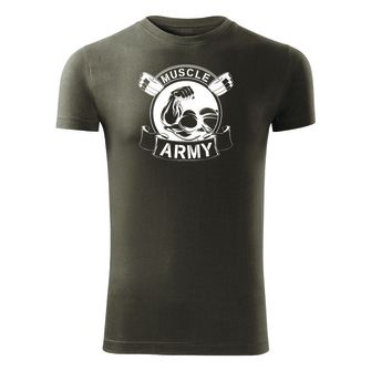 DRAGOWA fitness koszulka muscle army original, oliwkowa, 180g/m2