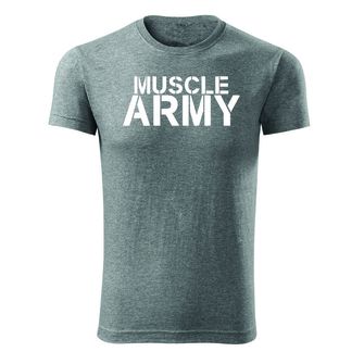 DRAGOWA fitness koszulka muscle army, szara, 180g/m2