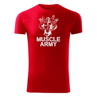 DRAGOWA fitness koszulka muscle army team, czerwona, 180g/m2