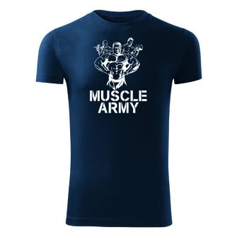 DRAGOWA fitness koszulka muscle army team, niebieska, 180g/m2