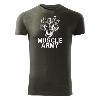 DRAGOWA fitness koszulka muscle army team, oliwkowa, 180g/m2