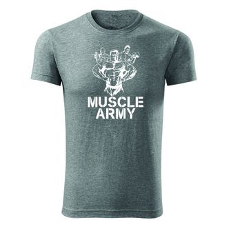 DRAGOWA fitness koszulka muscle army team, szara, 180g/m2