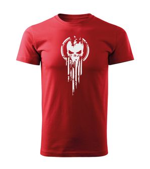 DRAGOWA koszulka z krótkim rękawem skull, czerwona 160g/m2