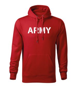 DRAGOWA męska bluza z kapturem army, czerwony, 320g/m2